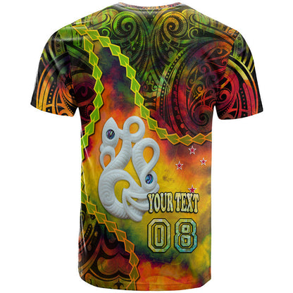 Custom Personalised New Zealand Maori T Shirt Aotearoa Manaia Reggae Paua Shell