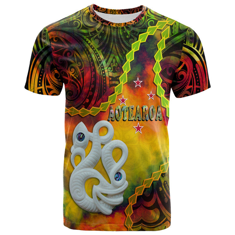 New Zealand Maori T Shirt Aotearoa Manaia Reggae Paua Shell - Kia Ora