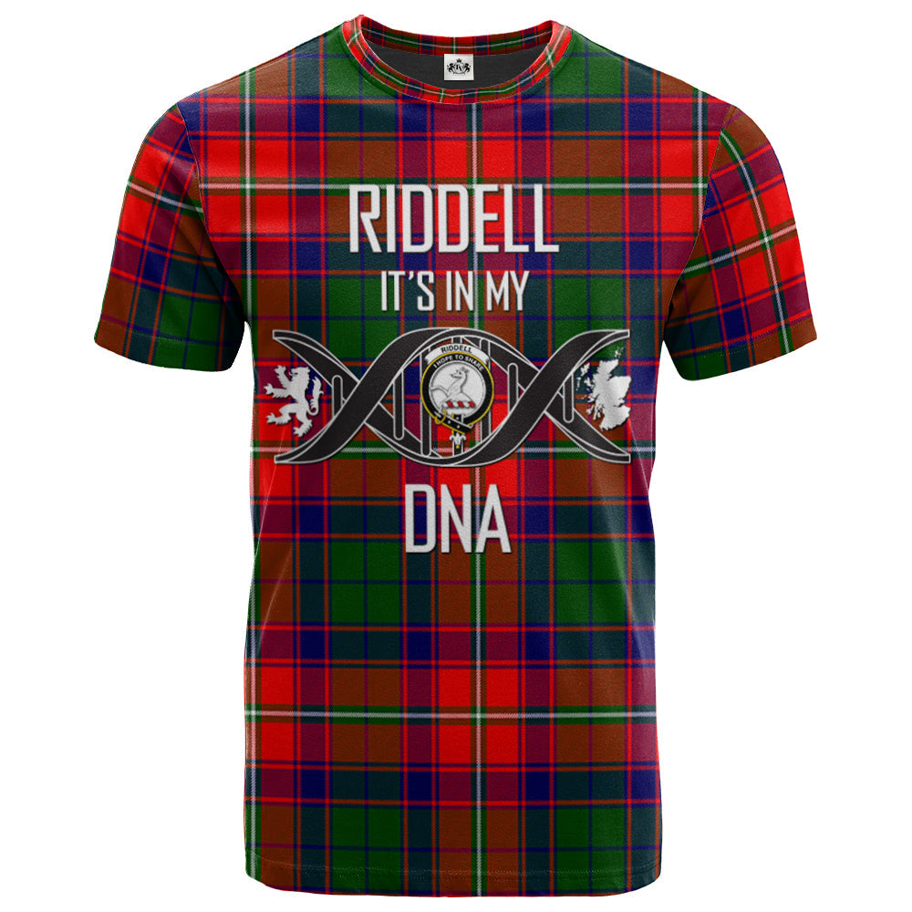 Printivon Riddell Clan DNA In Me Tartan Crest T Shirt