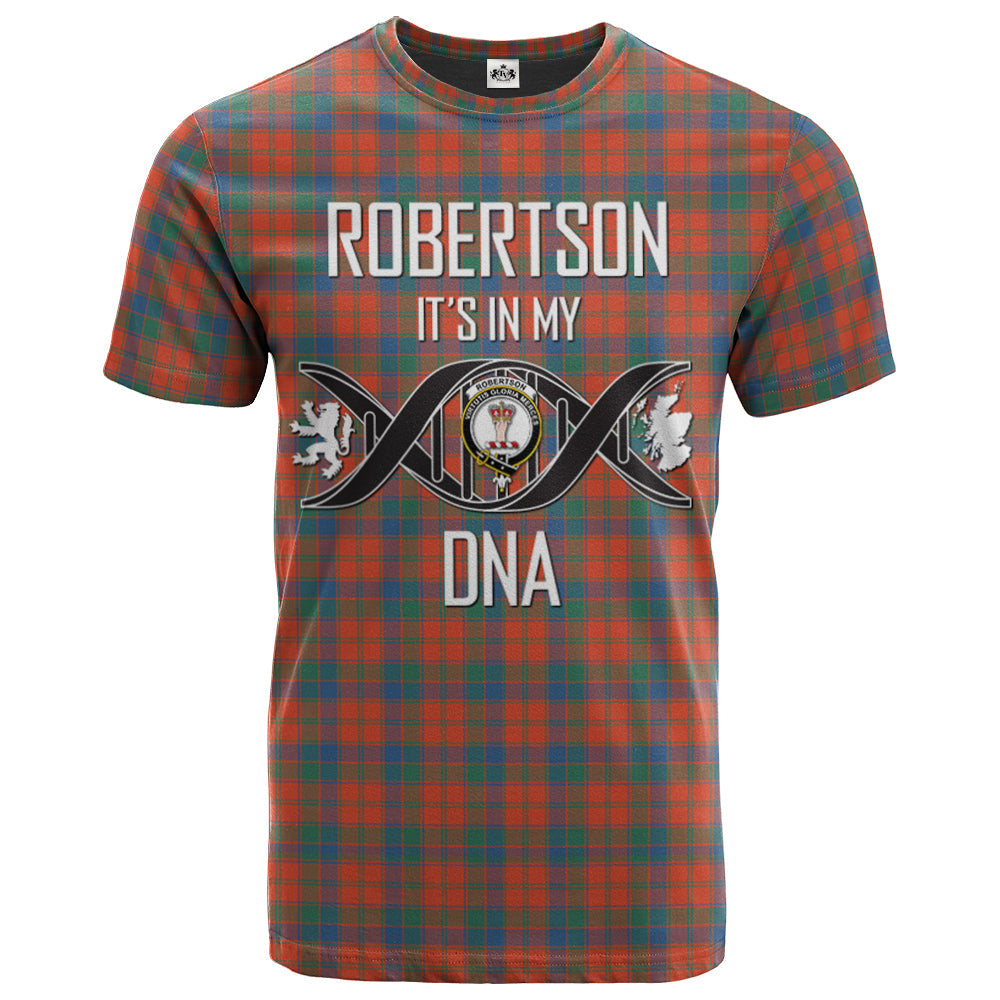 Printivon Robertson Ancient Clan DNA In Me Tartan Crest T Shirt