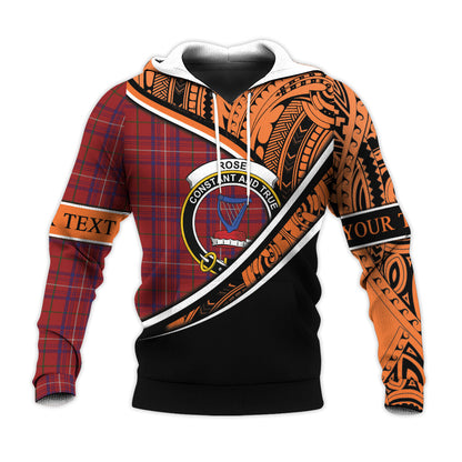 Printivon Rose Knitted Hoodie Pattern Polynesian Custom Text