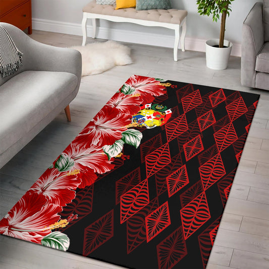 Tonga Rug Diamond Style Mix Hibiscus Black