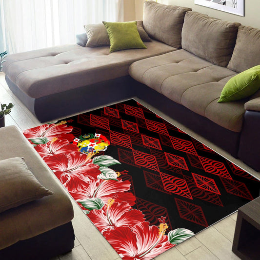 Tonga Rug Diamond Style Mix Hibiscus Black