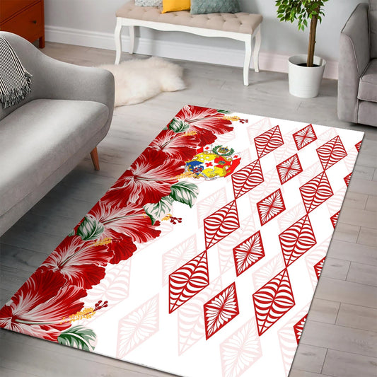 Tonga Rug Diamond Style Mix Hibiscus White
