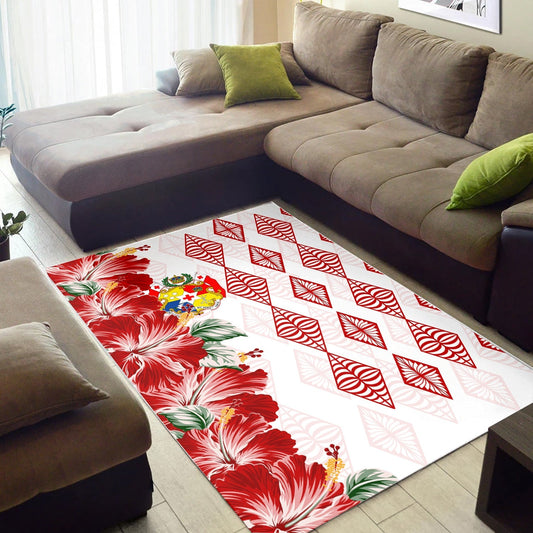 Tonga Rug Diamond Style Mix Hibiscus White