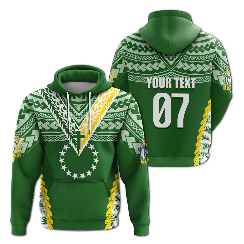 Custom Text Cook Islands Rugby Medallion of Stars Hoodie