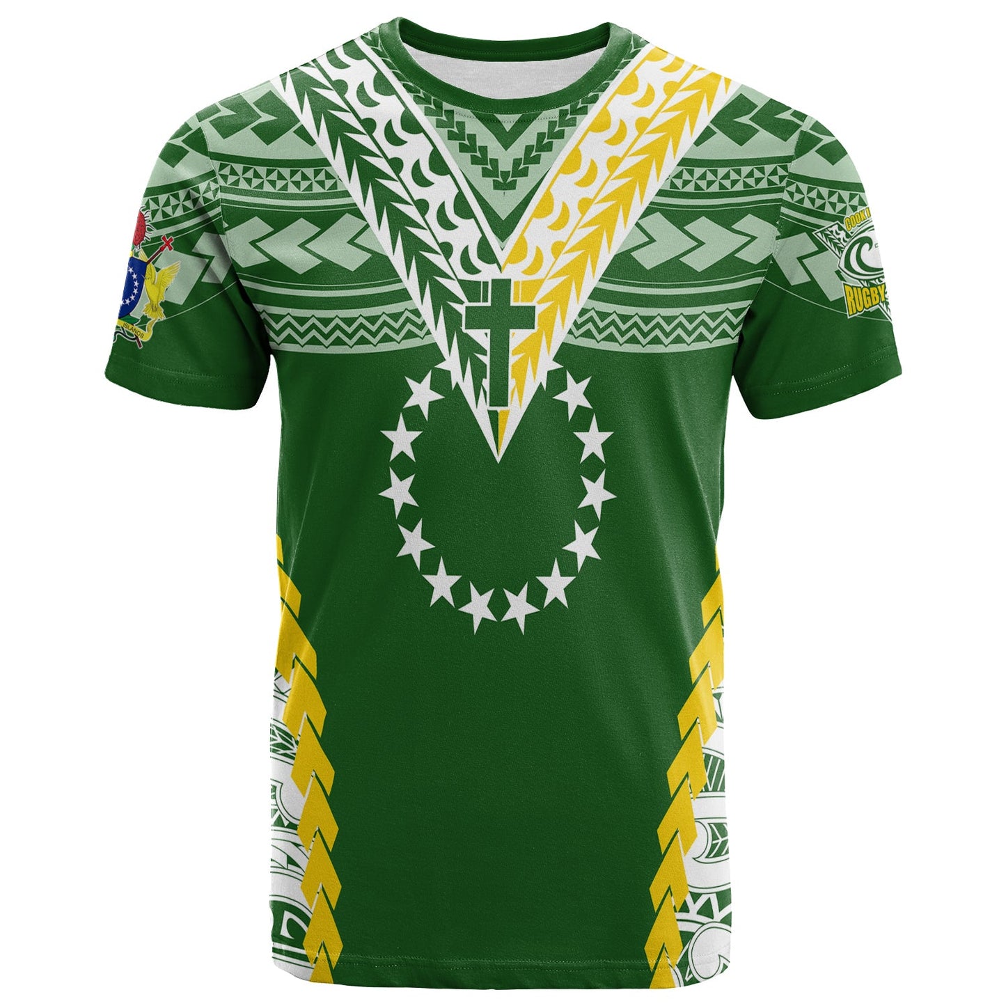 Cook Islands Rugby Medallion Of Stars T - Shirt
