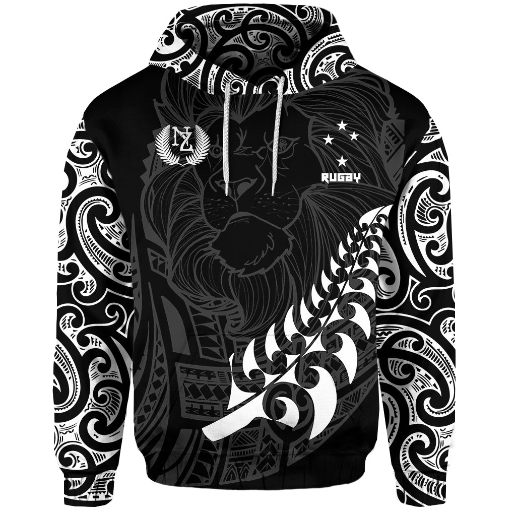 New Zealand Rugby Hoodie, Maori Lion Rugby Pullover Hoodie Black