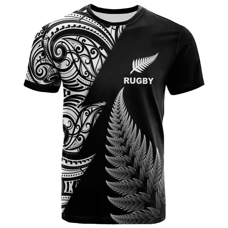 Summer New Zealand Maori Rugby Ball Printed T Shirt All Blacks 3D Printed Shirt