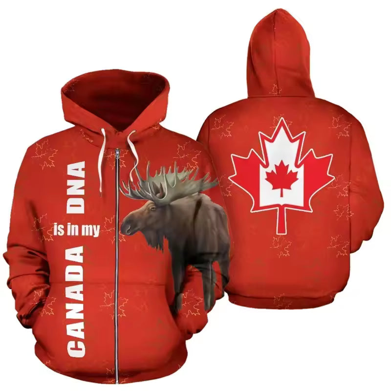 Canada Is In My DNA Hoodie Unisex Canada Maple Leaf Zip Hoodie All Over Print