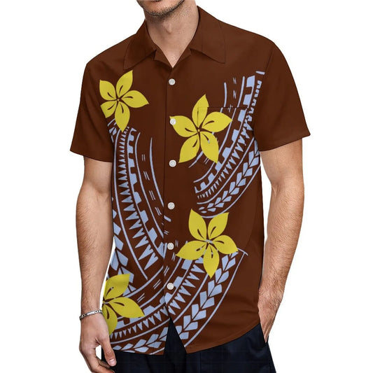 Polynesian Tribal Matching Outfit For Couple Samoan Women'S Short-Sleeved Dress Party Men's Aloha Shirt