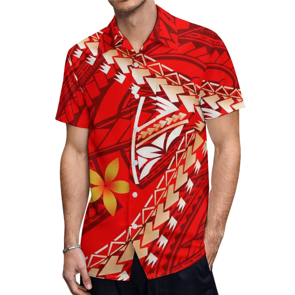 Pacific Island Design Samoan Women'S Crew Neck Dress Puletasi Suit And Men'S Shirt Boys Girls Dress Matching Outfit For Family