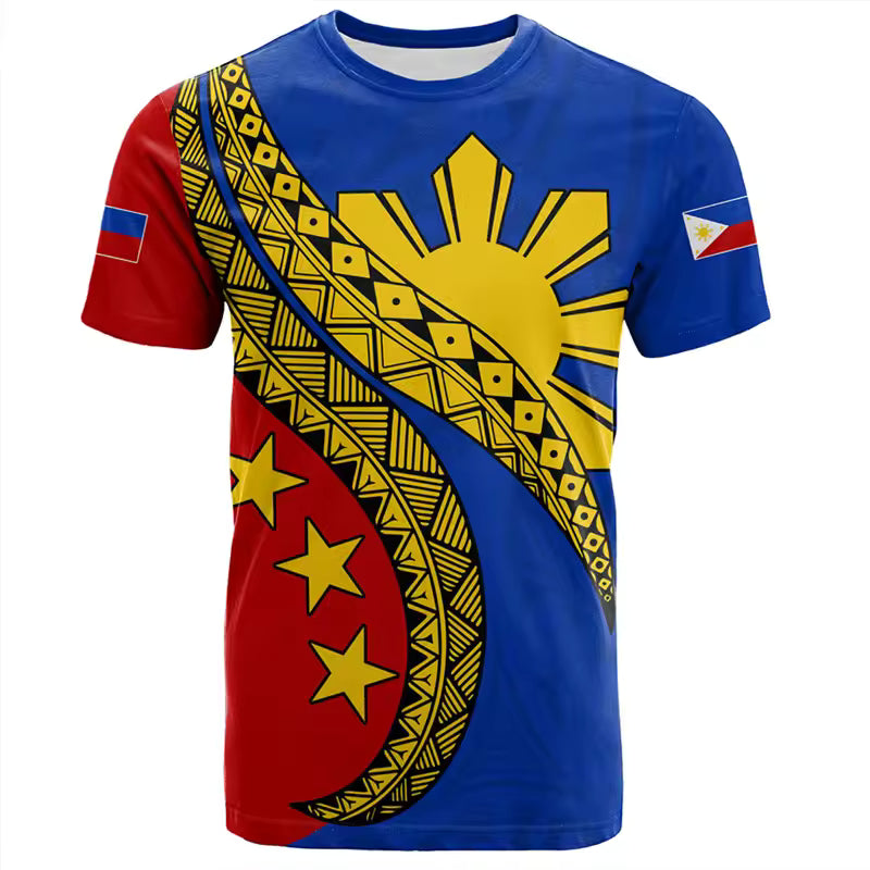 Philippines Flag Shirt Filipinos Curve Style Unisex Red O-Neck Shirt All Over Print