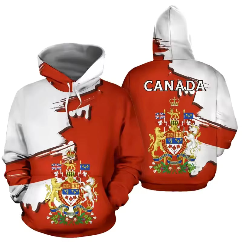 Canada Coat Of Arm Hoodie Unisex Canada Flag Maple Leaf Zip Hoodie