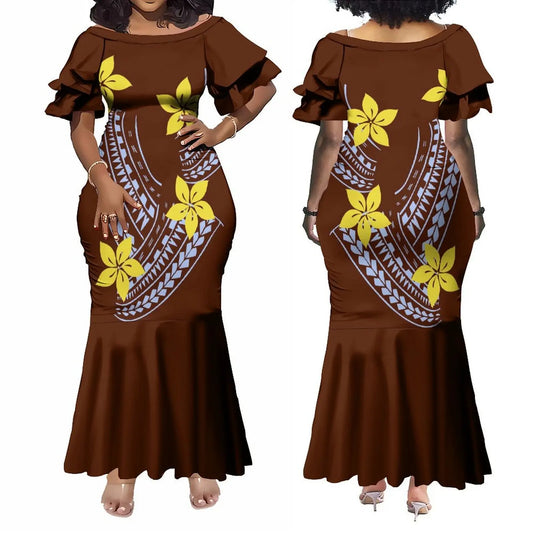 Polynesian Tribal Matching Outfit For Couple Samoan Women'S Short-Sleeved Dress Party Men's Aloha Shirt