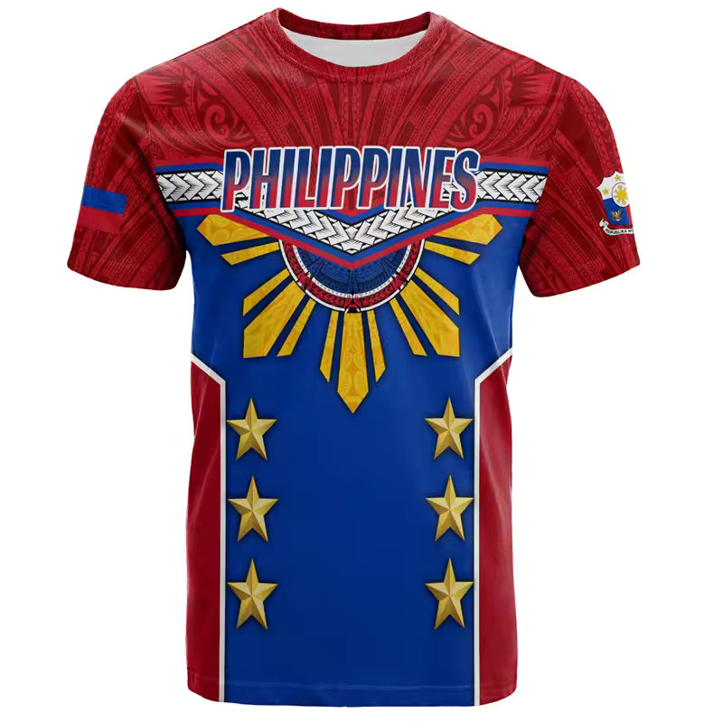 Vintage 3D Printed Philippines National Emblem T Shirt Philippines O-Neck Unisex Shirt