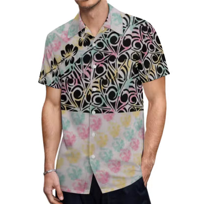 Polynesian Tribe Flowers Pattern Print Samoa Puletasi And Hawaiian Shirt Matching Outfit For Couple