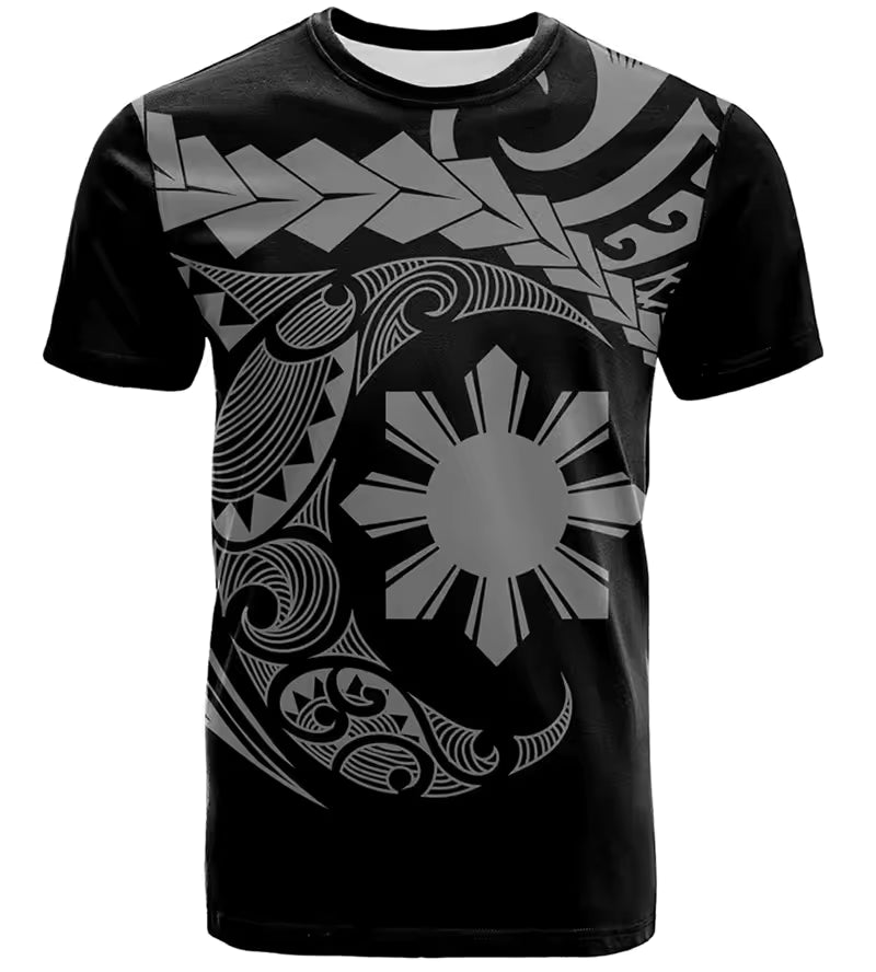 Philippines Black Shirt Polynesian Tribal Philippines Island Unisex O-Neck Shirt
