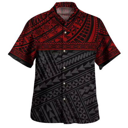Polynesian Tribal Pattern Hawaiian Shirt Men's Casual Short Sleeve Summer Shirt