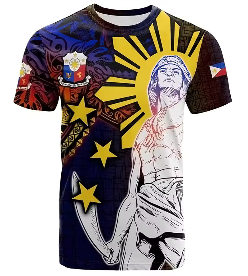 Philippines Coat Of Arms Shirt Polynesian Tribal Philippines Island Unisex O-Neck Shirt