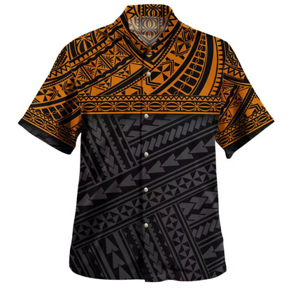 Polynesian Tribal Pattern Hawaiian Shirt Men's Casual Short Sleeve Summer Shirt