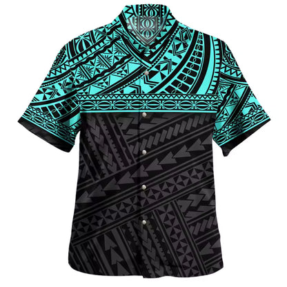 Polynesian Tribal Pattern Hawaiian Shirt Men's Casual Short Sleeve Summer Shirt