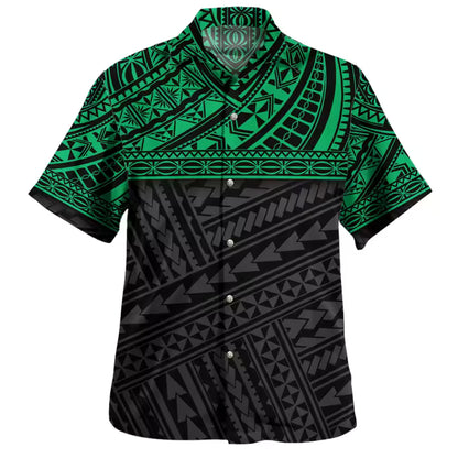 Polynesian Tribal Pattern Hawaiian Shirt Men's Casual Short Sleeve Summer Shirt