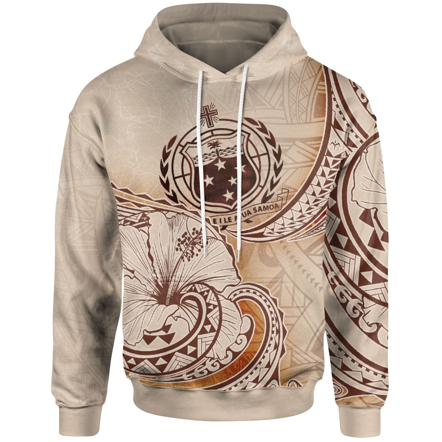 Samoa Hoodie Hibiscus Flowers Vintage Style