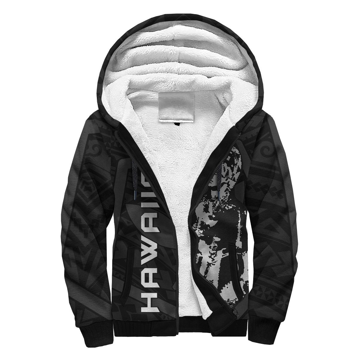 Polynesian Helmet Kanaka Warrior Hawaii Sherpa Hoodie