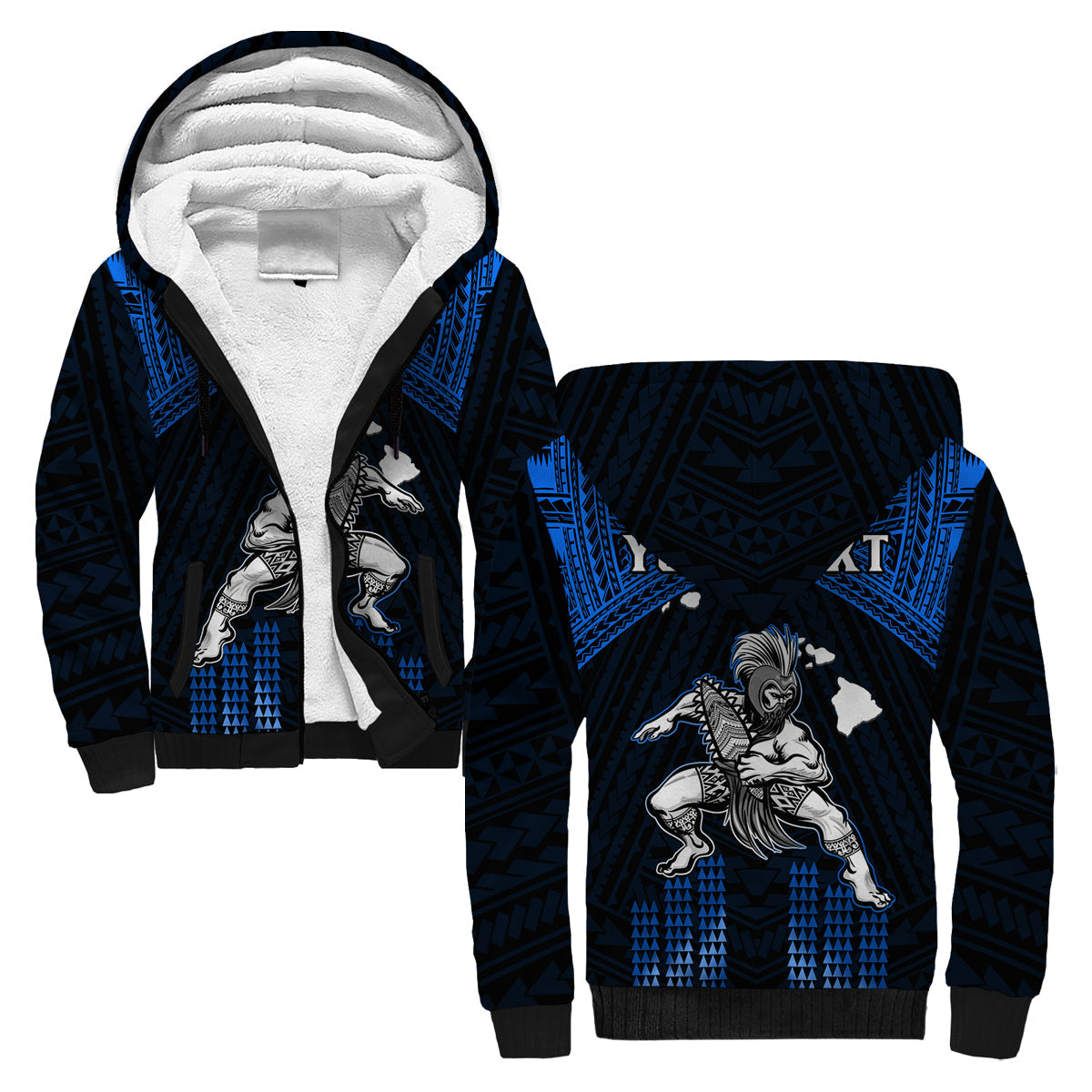 (Custom Personalised) Hawaii Sherpa Hoodie Hawaiian Warrior With Weapon Polynesian Ver.06