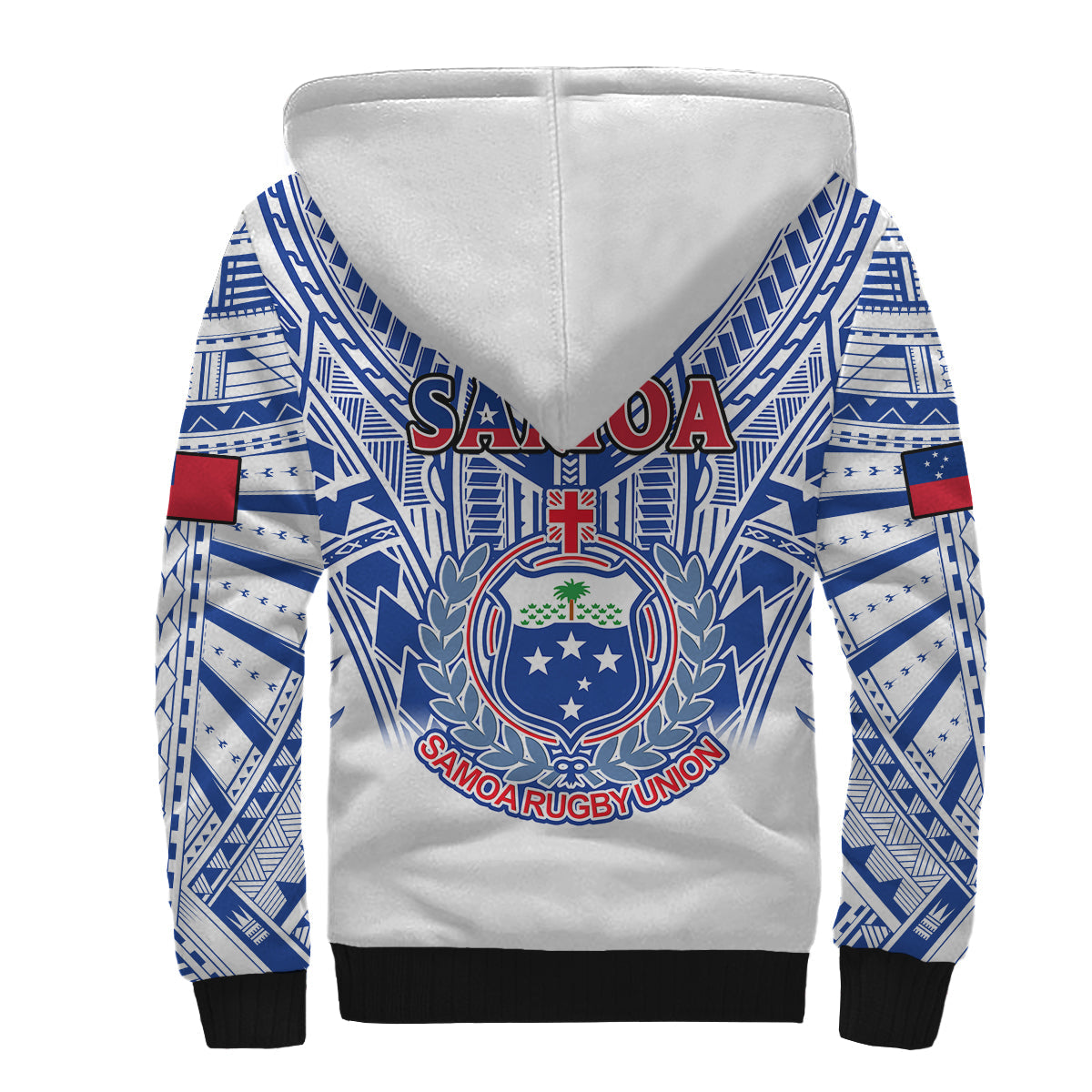 Samoa Rugby Sherpa Hoodie Manu Samoa 7s Ginger White Polynesian
