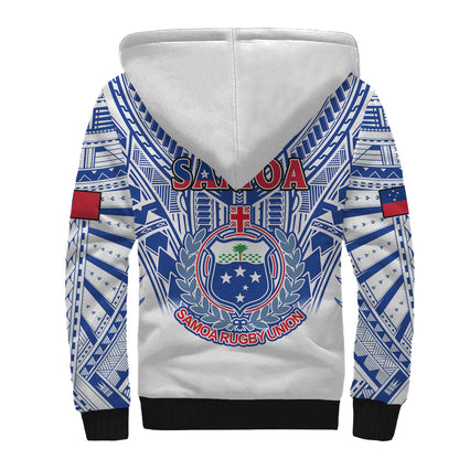 Samoa Rugby Sherpa Hoodie Manu Samoa 7s Ginger White Polynesian