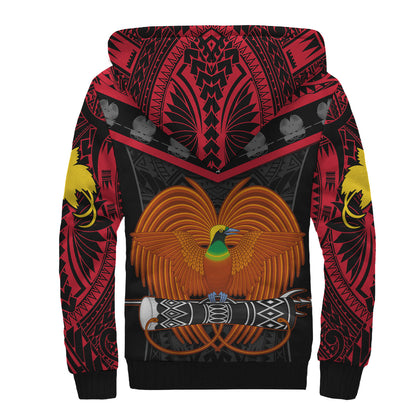 Papua New Guinea Rugby Sherpa Hoodie PNG Kumuls Bird Of Paradise Black