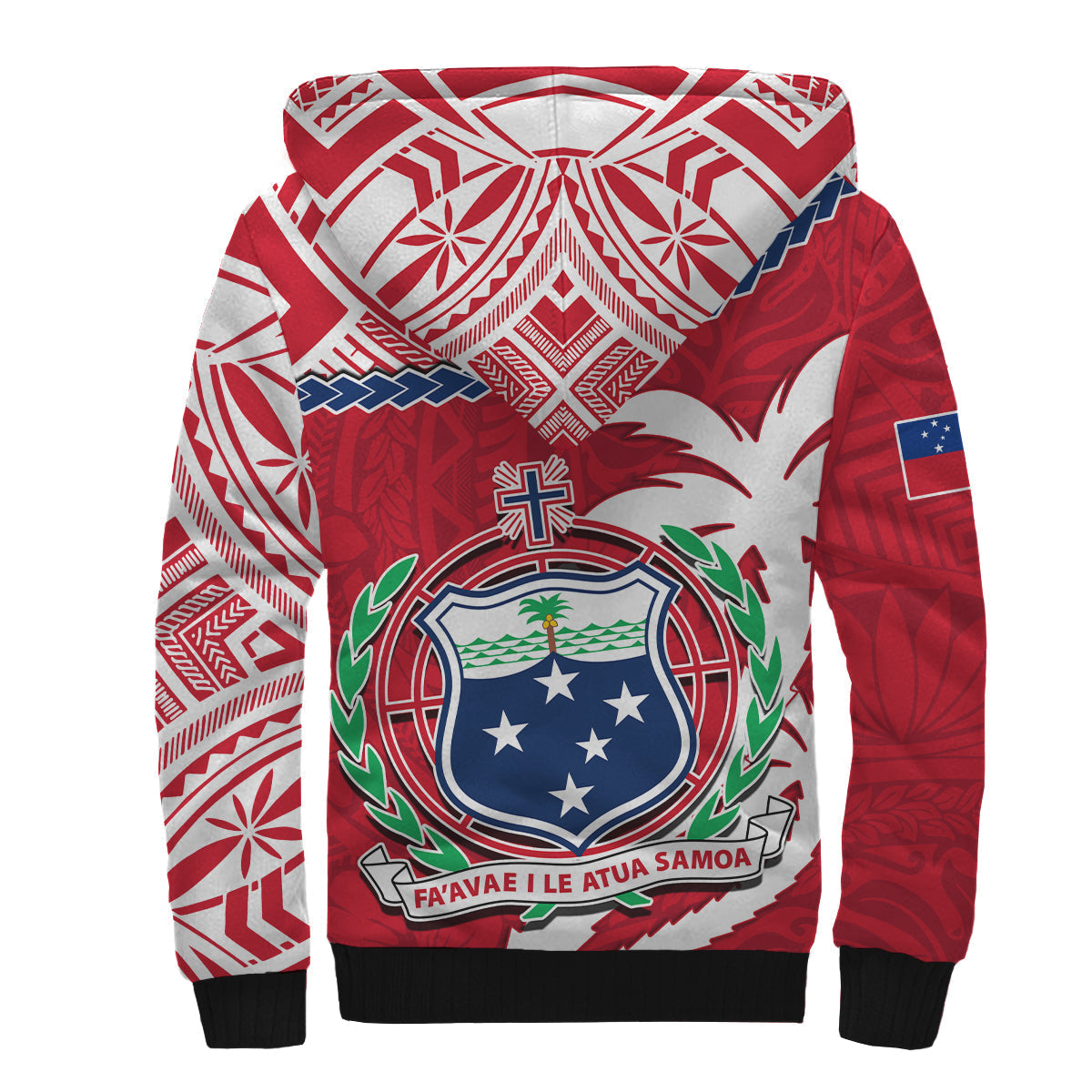 Samoa Sherpa Hoodie Samoan Coat Of Arms With Coconut Red Style