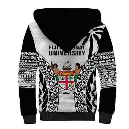 Fiji University Sherpa Hoodie National Fijian Tapa Pattern White
