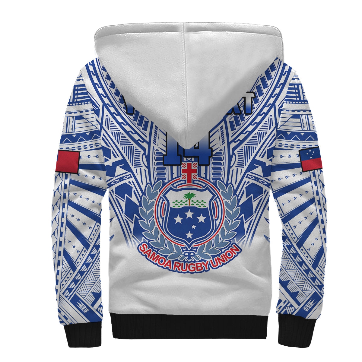 (Custom Text And Number) Samoa Rugby Sherpa Hoodie Manu Samoa 7s Ginger White Polynesian