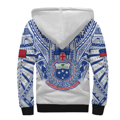 (Custom Text And Number) Samoa Rugby Sherpa Hoodie Manu Samoa 7s Ginger White Polynesian