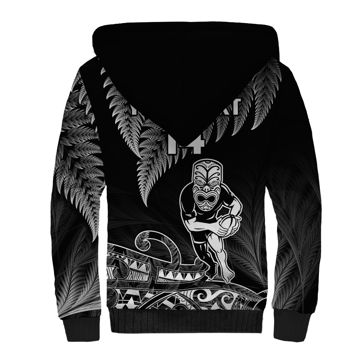 (Custom Text And Number) New Zealand Silver Fern Rugby Sherpa Hoodie All Black Koru Maori