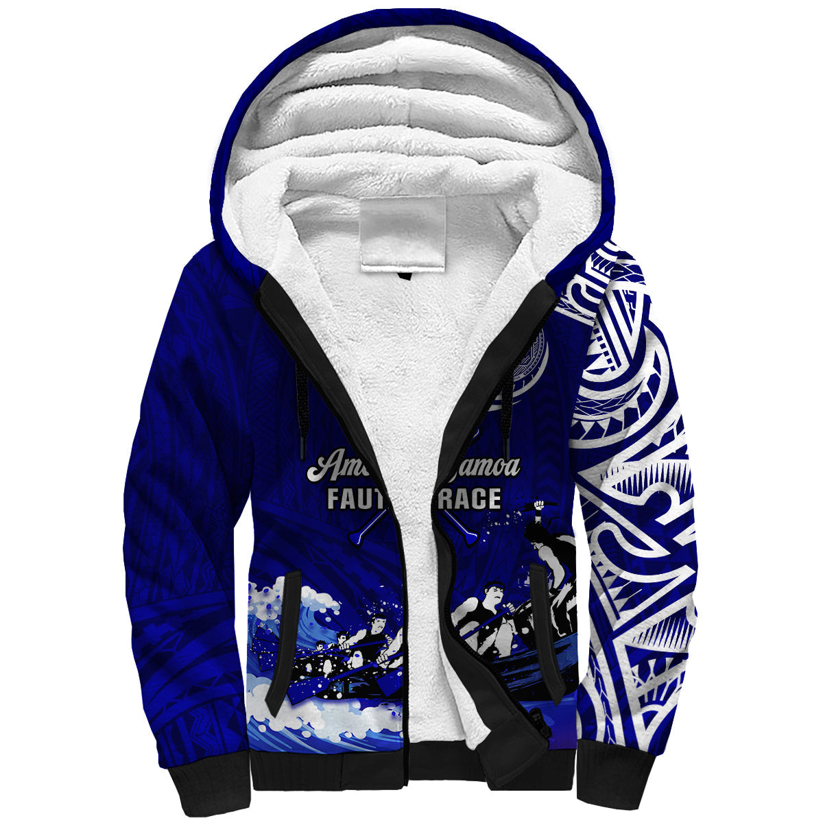 (Custom Personalised) American Samoa Sherpa Hoodie Fautasi Race Samoan Pattern Ver.01