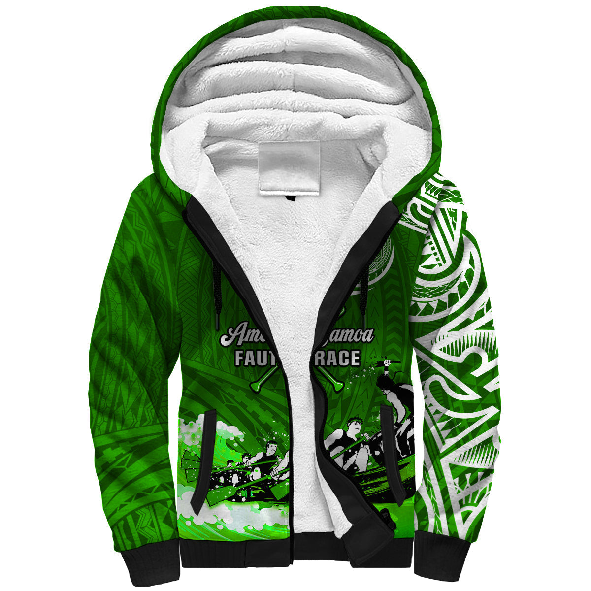 (Custom Personalised) American Samoa Sherpa Hoodie Fautasi Race Samoan Pattern Ver.02