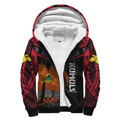 Papua New Guinea Rugby Sherpa Hoodie PNG Kumuls Bird Of Paradise Black