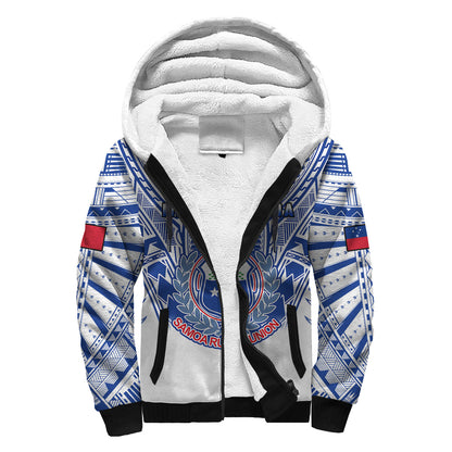 Samoa Rugby Sherpa Hoodie Manu Samoa 7s Ginger White Polynesian