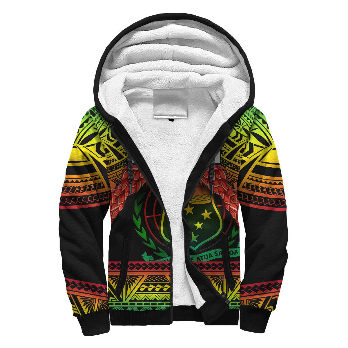 (Custom Text And Number) Samoa Rugby Sherpa Hoodie Teuila Torch Ginger Gradient Style