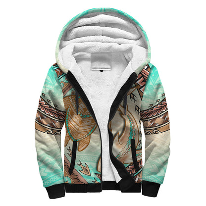 Hawaii Shepa Hoodie Polynesian Shark And Sea Turtle Dreamy Turquoise Artsy