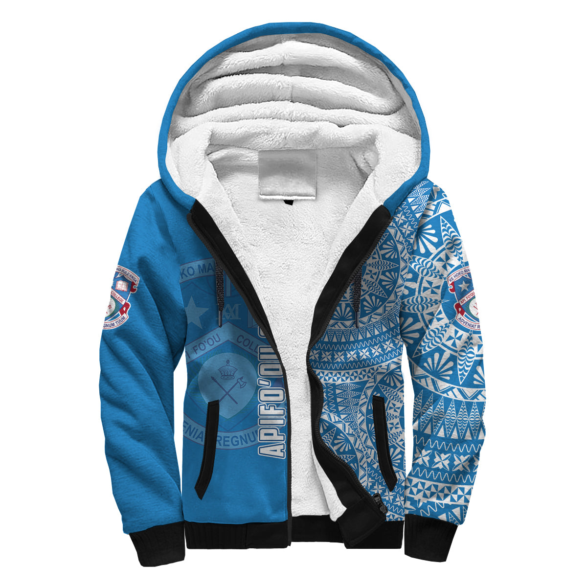 (Custom Personalised) Apifoou Tonga College Sherpa Hoodie Tongan Ngatu Pattern