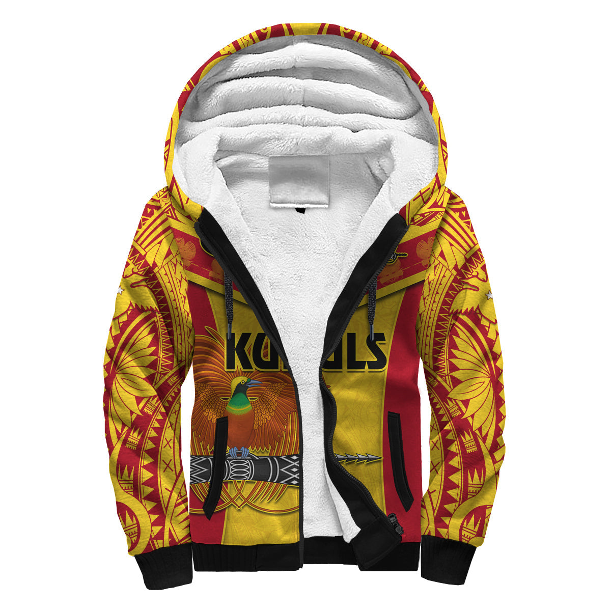 Papua New Guinea Rugby Sherpa Hoodie PNG Kumuls Bird Of Paradise Yellow