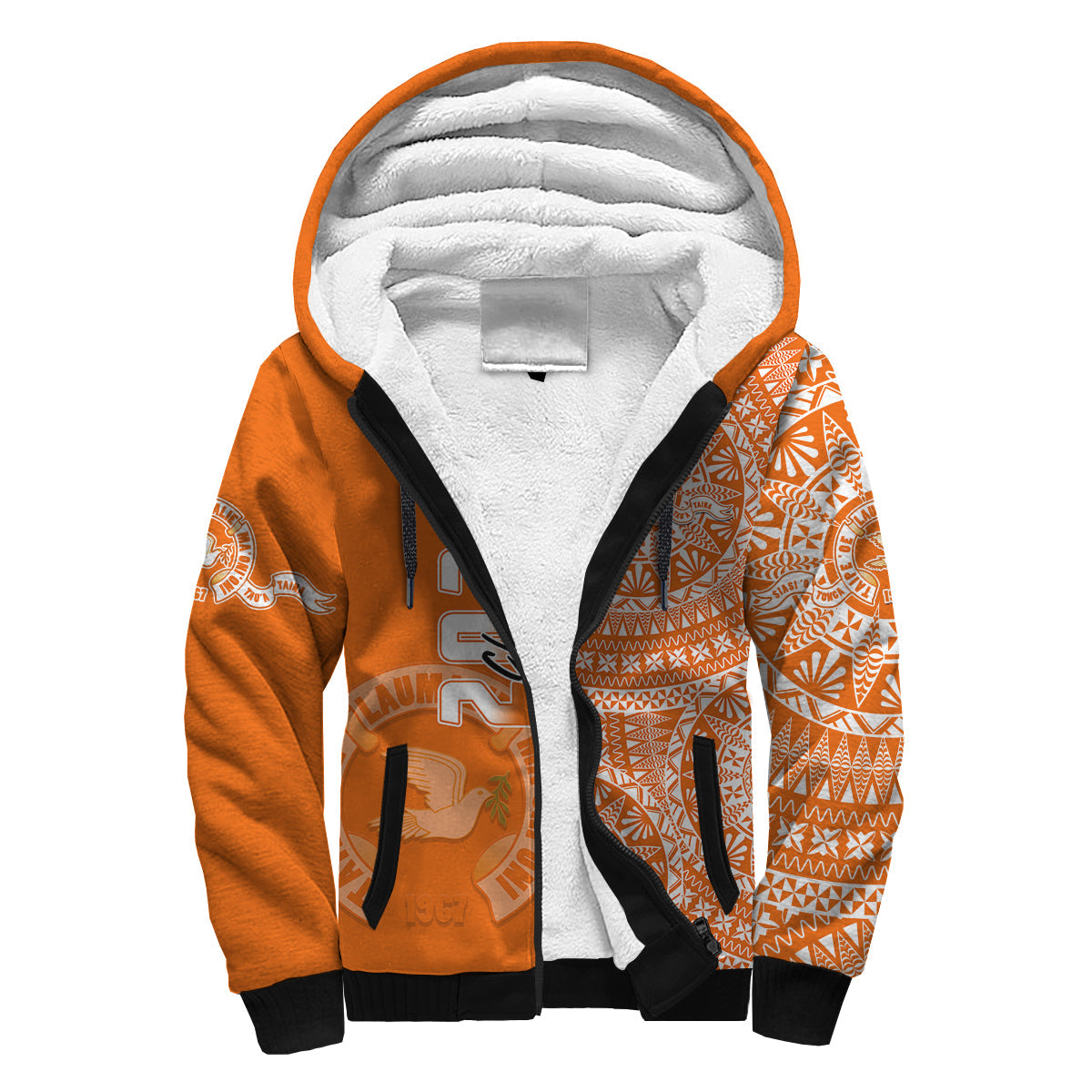 (Custom Text And Number) Tailulu Tonga College Sherpa Hoodie Class Of Year Tongan Ngatu Pattern