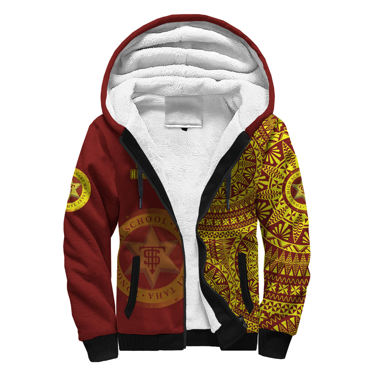 (Custom Personalised) Tonga High School Sherpa Hoodie Tongan Ngatu Pattern
