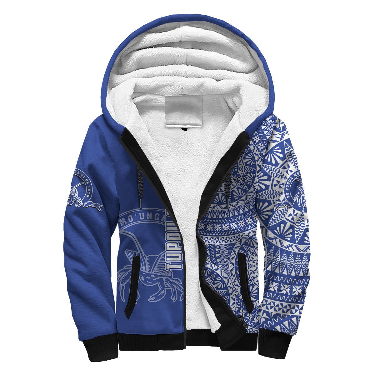 (Custom Personalised) Tupou Tonga College Sherpa Hoodie Tongan Ngatu Pattern