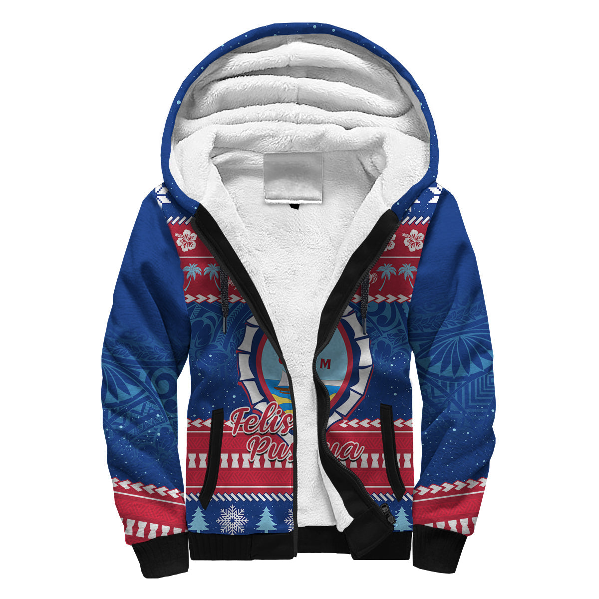 (Custom Personalised) Guam Christmas Sherpa Hoodie Guaman Seal Polynesian Felis Pusgua
